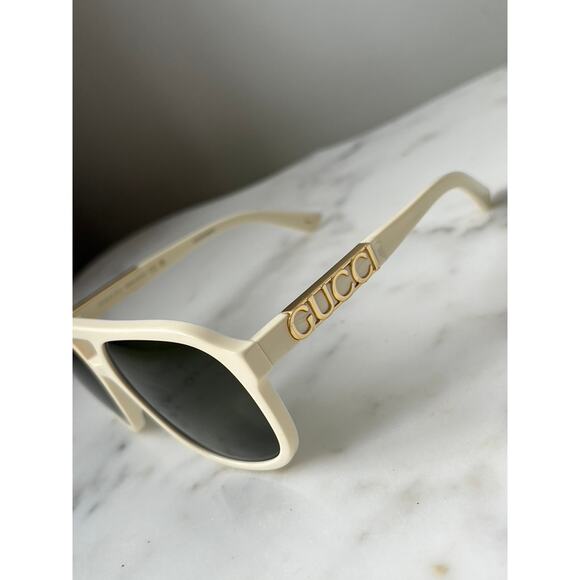 NEW Gucci GG1188S Ivory Gold Logo Aviator Sunglasses main image 5